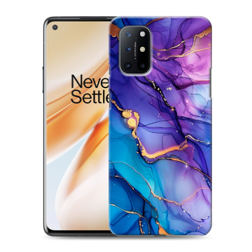 Силиконовый чехол на OnePlus 8T с принтом синий мрамор