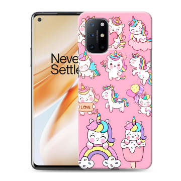 Силиконовый чехол на OnePlus 8T с принтом Единороги и радуга