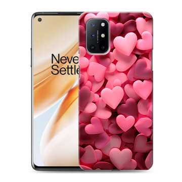 Силиконовый чехол на OnePlus 8T с принтом розовые сердечки