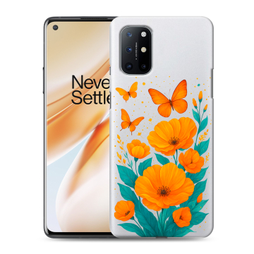 Силиконовый чехол на OnePlus 8T с принтом цветы бабочки