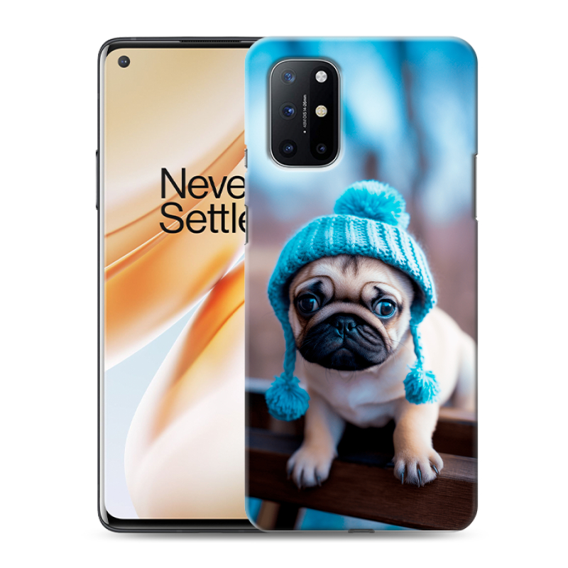 Пластиковый чехол на OnePlus 8T с принтом Мопс в шапке Пластиковый чехол на OnePlus 8T с принтом Мопс в шапке