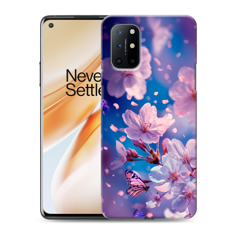 Силиконовый противоударный чехол на OnePlus 8T с принтом цветы бабочки Силиконовый противоударный чехол на OnePlus 8T с принтом цветы бабочки