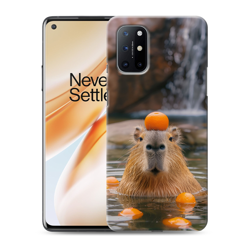 Пластиковый чехол на OnePlus 8T с принтом Капибара с апельсином Пластиковый чехол на OnePlus 8T с принтом Капибара с апельсином