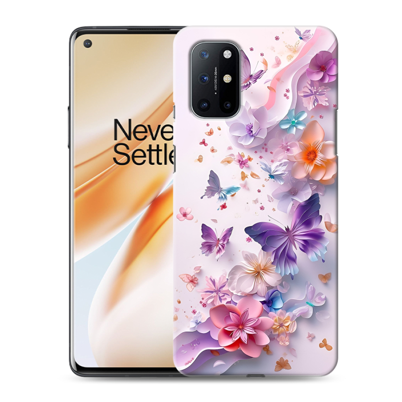 Силиконовый противоударный чехол на OnePlus 8T с принтом цветы бабочки Силиконовый противоударный чехол на OnePlus 8T с принтом цветы бабочки