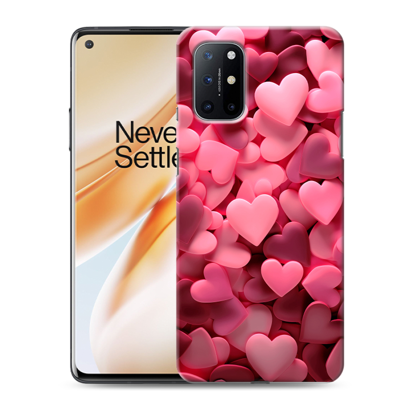 Силиконовый чехол на OnePlus 8T с принтом розовые сердечки Силиконовый чехол на OnePlus 8T с принтом розовые сердечки