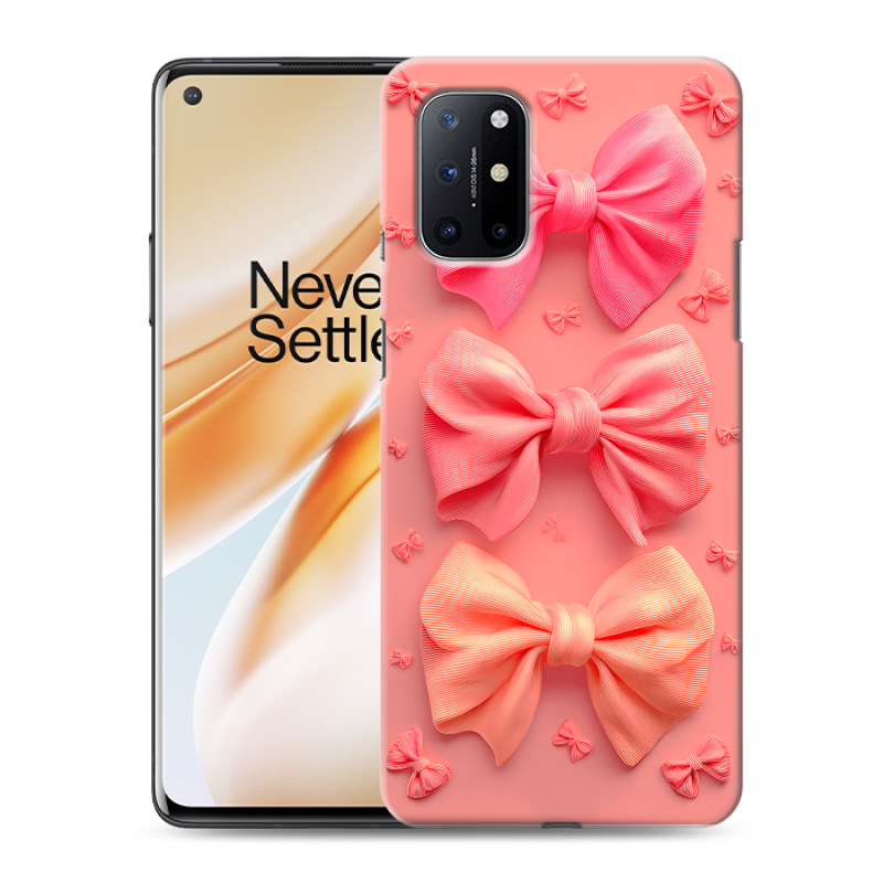 Силиконовый противоударный чехол на OnePlus 8T с принтом Розовые бантики Силиконовый противоударный чехол на OnePlus 8T с принтом Розовые бантики