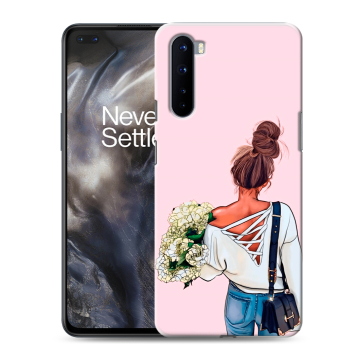 Силиконовый чехол на OnePlus Nord с принтом Девушка и букет Силиконовый чехол на OnePlus Nord с принтом Девушка и букет