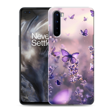 Силиконовый чехол на OnePlus Nord с принтом бабочки и лаванда Силиконовый чехол на OnePlus Nord с принтом бабочки и лаванда