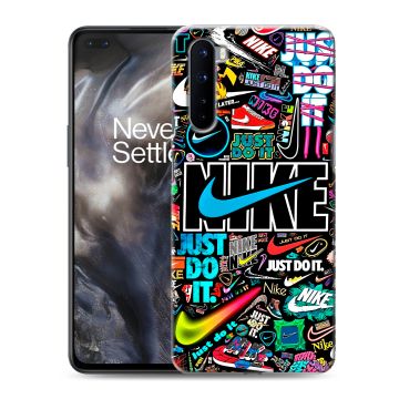 Силиконовый чехол на OnePlus Nord с принтом найк nike черный Силиконовый чехол на OnePlus Nord с принтом найк nike черный