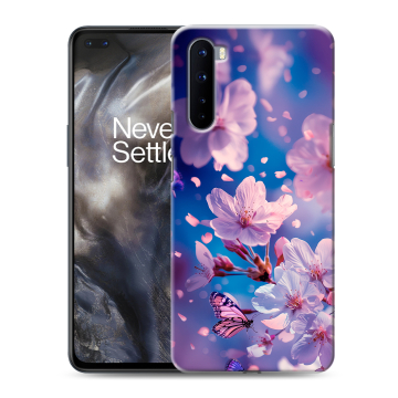Силиконовый чехол на OnePlus Nord с принтом цветы бабочки Силиконовый чехол на OnePlus Nord с принтом цветы бабочки