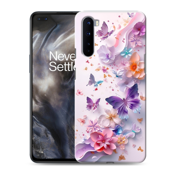 Силиконовый чехол на OnePlus Nord с принтом цветы бабочки Силиконовый чехол на OnePlus Nord с принтом цветы бабочки