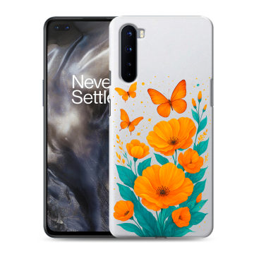 Силиконовый чехол на OnePlus Nord с принтом цветы бабочки Силиконовый чехол на OnePlus Nord с принтом цветы бабочки