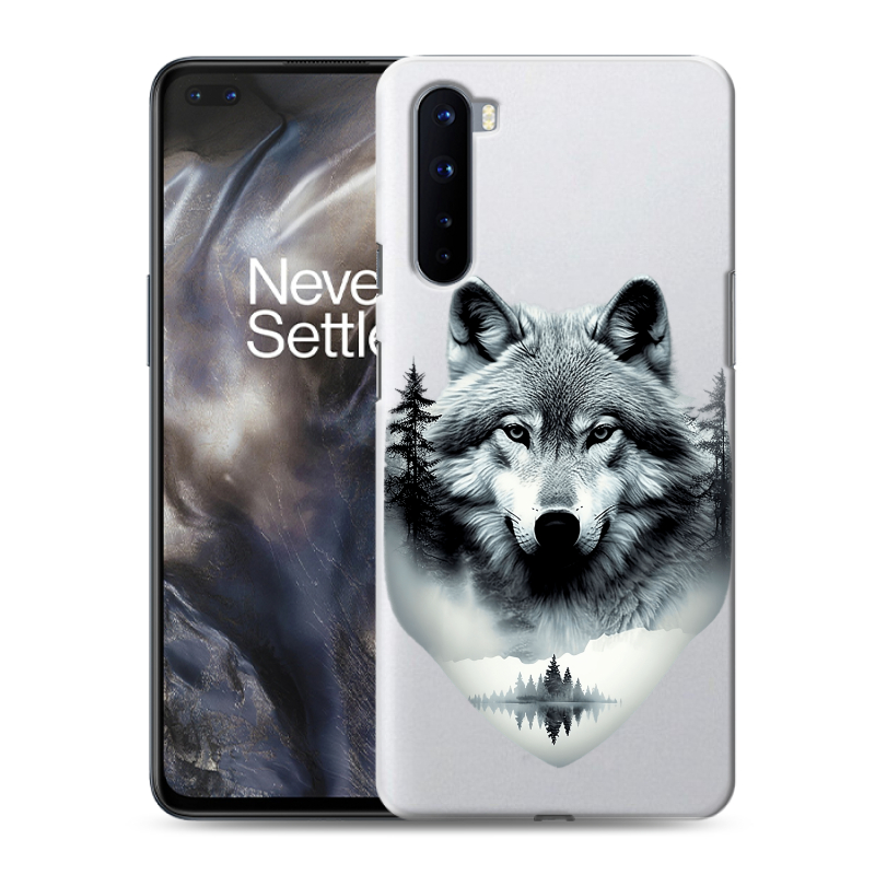 Силиконовый чехол на OnePlus Nord с принтом Волк в лесу Силиконовый чехол на OnePlus Nord с принтом Волк в лесу