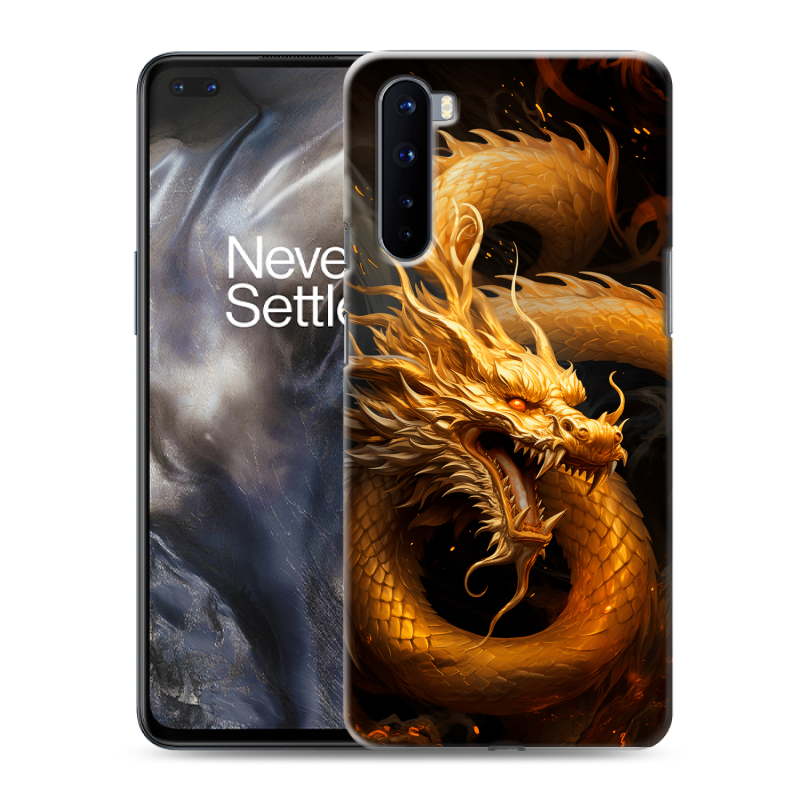Силиконовый противоударный чехол на OnePlus Nord с принтом Золотой дракон Силиконовый противоударный чехол на OnePlus Nord с принтом Золотой дракон