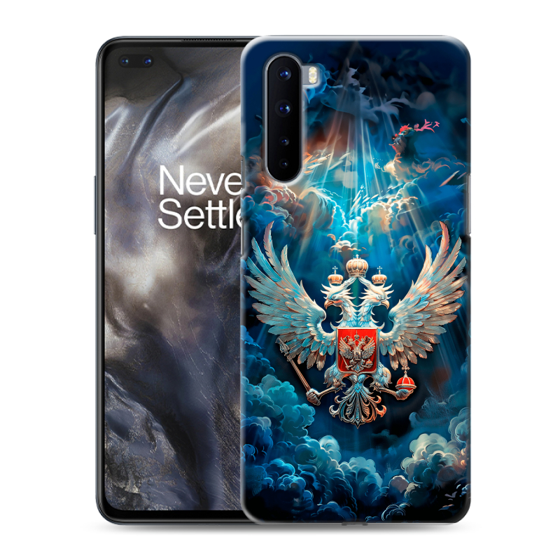 Силиконовый противоударный чехол на OnePlus Nord с принтом Герб флаг России Силиконовый противоударный чехол на OnePlus Nord с принтом Герб флаг России