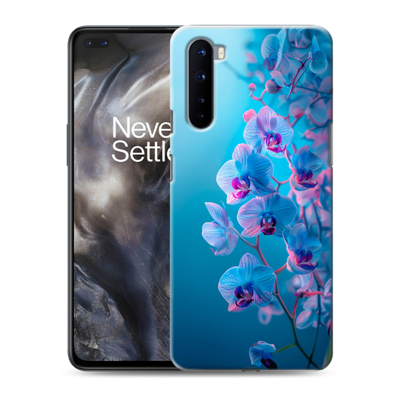 Силиконовый противоударный чехол на OnePlus Nord с принтом голубые орхидеи Силиконовый противоударный чехол на OnePlus Nord с принтом голубые орхидеи