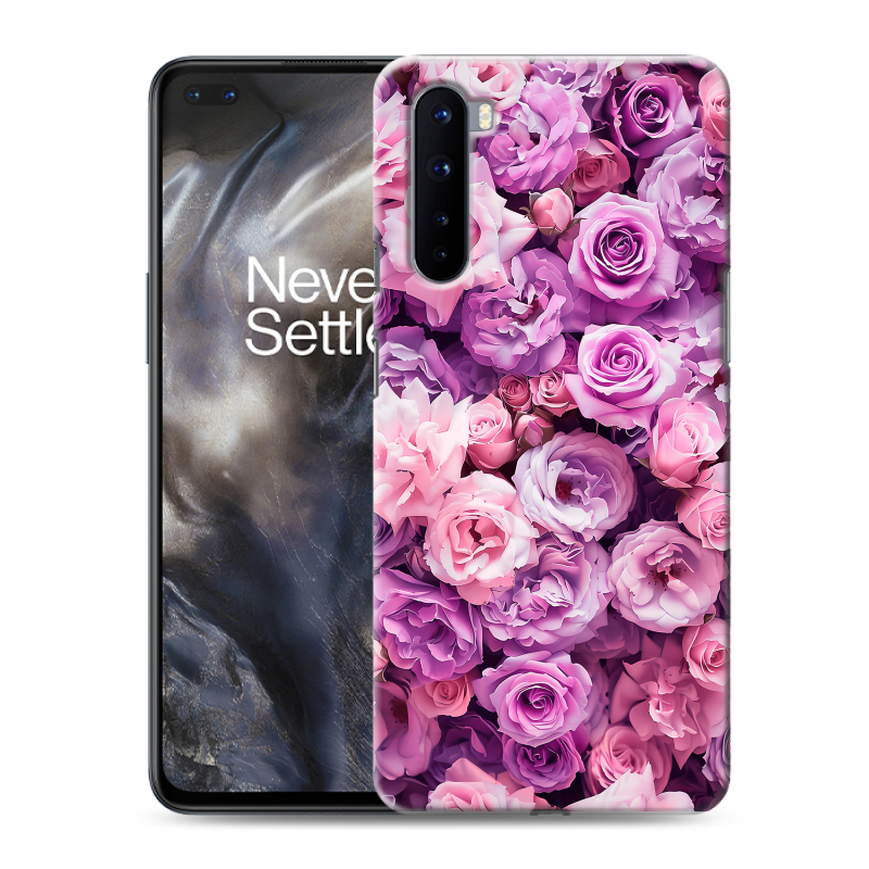 Силиконовый противоударный чехол на OnePlus Nord с принтом лавандовые розы Силиконовый противоударный чехол на OnePlus Nord с принтом лавандовые розы