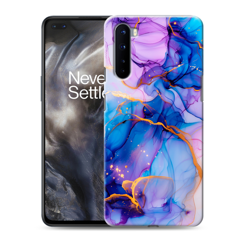 Пластиковый чехол на OnePlus Nord с принтом синий мрамор Пластиковый чехол на OnePlus Nord с принтом синий мрамор