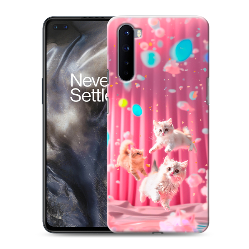 Пластиковый чехол на OnePlus Nord с принтом милые котики Пластиковый чехол на OnePlus Nord с принтом милые котики