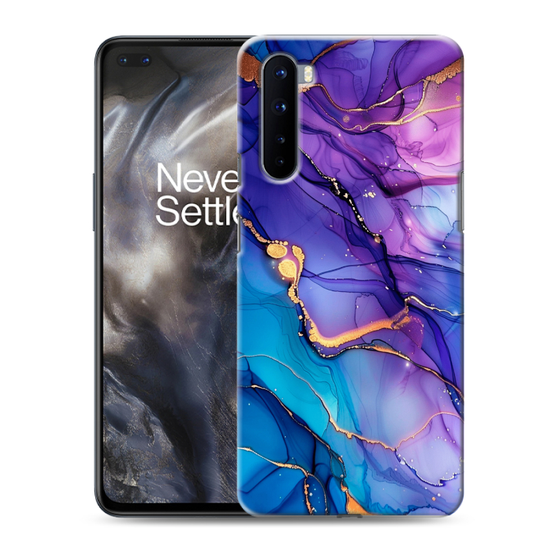 Пластиковый чехол на OnePlus Nord с принтом синий мрамор Пластиковый чехол на OnePlus Nord с принтом синий мрамор