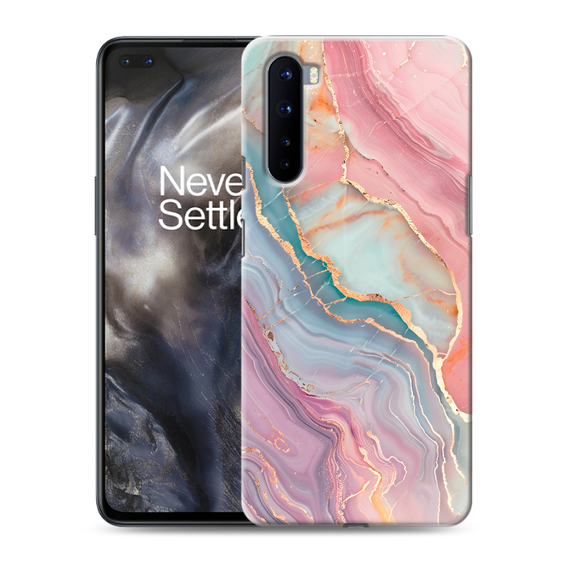 Пластиковый чехол на OnePlus Nord с принтом розовый мрамор Пластиковый чехол на OnePlus Nord с принтом розовый мрамор