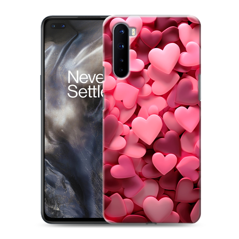 Пластиковый чехол на OnePlus Nord с принтом розовые сердечки Пластиковый чехол на OnePlus Nord с принтом розовые сердечки