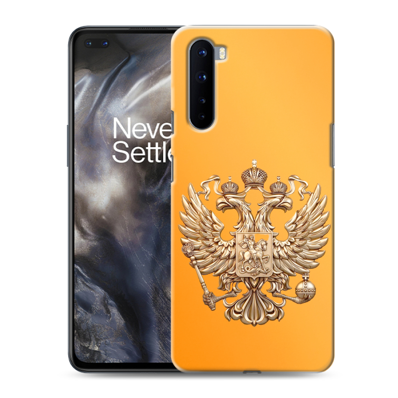 Пластиковый чехол на OnePlus Nord с принтом Герб Флаг России Пластиковый чехол на OnePlus Nord с принтом Герб Флаг России