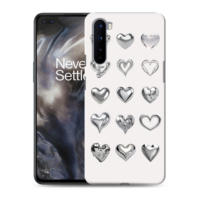 Силиконовый противоударный чехол на OnePlus Nord с принтом Y2K сердечки Силиконовый противоударный чехол на OnePlus Nord с принтом Y2K сердечки