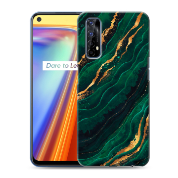 Силиконовый чехол на Realme 7 с принтом Мрамор зеленое золото Силиконовый чехол на Realme 7 с принтом Мрамор зеленое золото