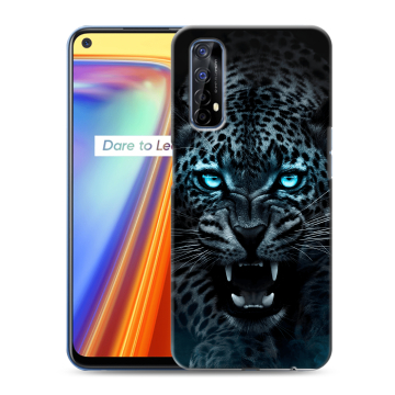 Силиконовый чехол на Realme 7 с принтом Темный леопард Силиконовый чехол на Realme 7 с принтом Темный леопард