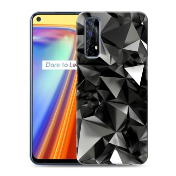 Силиконовый чехол на Realme 7 с принтом Черные кристаллы Силиконовый чехол на Realme 7 с принтом Черные кристаллы