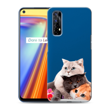 Силиконовый чехол на Realme 7 с принтом Кошки Силиконовый чехол на Realme 7 с принтом Кошки
