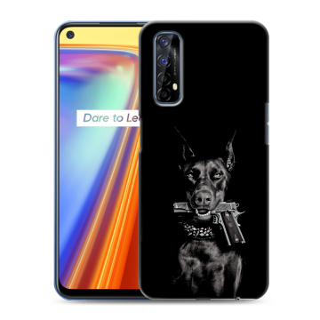 Силиконовый чехол на Realme 7 с принтом Доберман и пистолет Силиконовый чехол на Realme 7 с принтом Доберман и пистолет