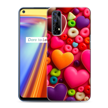 Силиконовый чехол на Realme 7 с принтом Сердечки Силиконовый чехол на Realme 7 с принтом Сердечки
