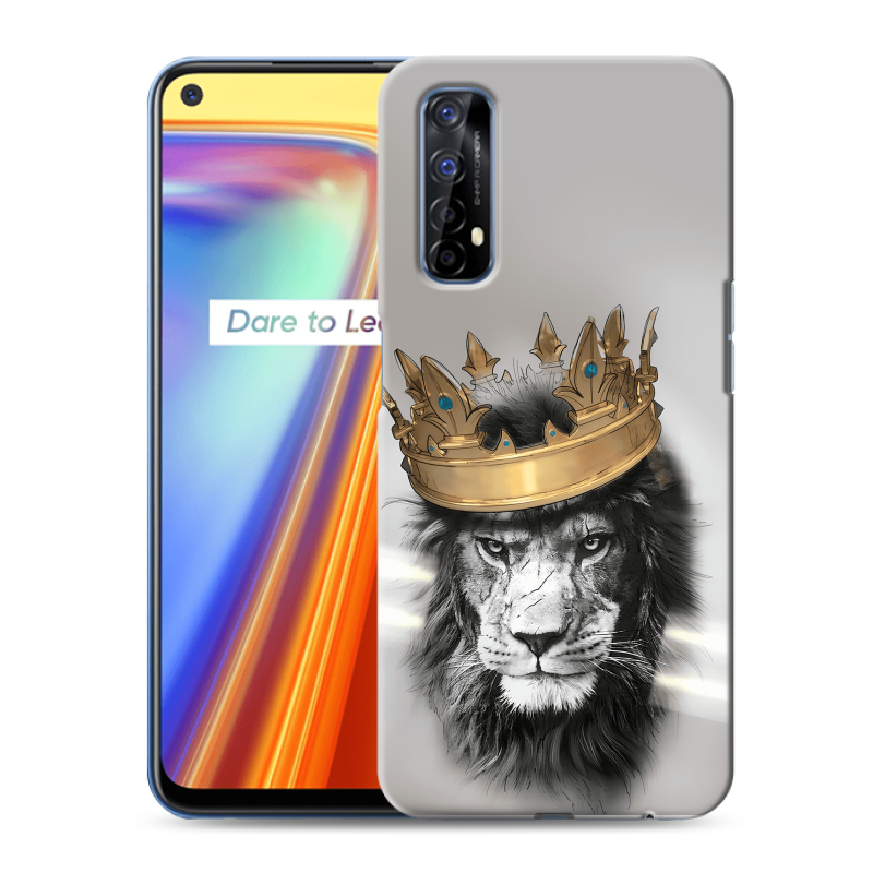 Силиконовый чехол на Realme 7 с принтом Лев с короной Силиконовый чехол на Realme 7 с принтом Лев с короной