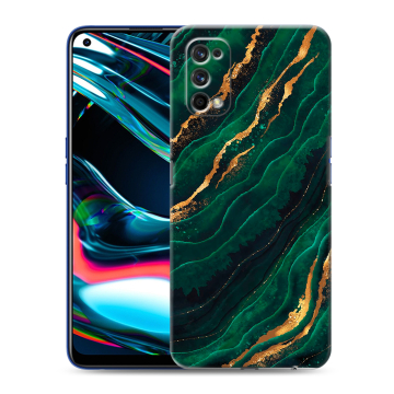 Силиконовый противоударный чехол на Realme 7 Pro с принтом Мрамор зеленое золото Силиконовый противоударный чехол на Realme 7 Pro с принтом Мрамор зеленое золото