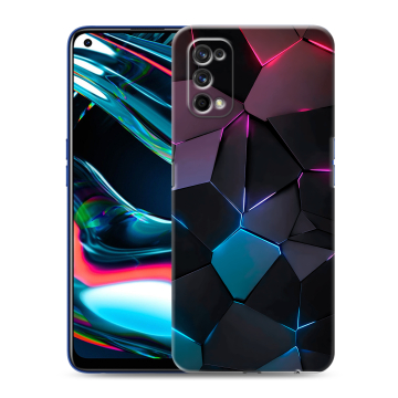 Силиконовый противоударный чехол на Realme 7 Pro с принтом Геометрия неона Силиконовый противоударный чехол на Realme 7 Pro с принтом Геометрия неона