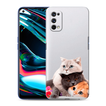 Силиконовый противоударный чехол на Realme 7 Pro с принтом Кошки Силиконовый противоударный чехол на Realme 7 Pro с принтом Кошки