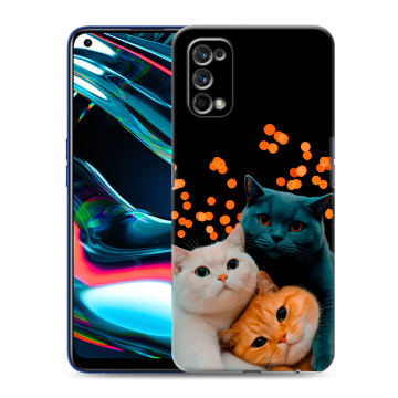 Силиконовый противоударный чехол на Realme 7 Pro с принтом Кошки Силиконовый противоударный чехол на Realme 7 Pro с принтом Кошки