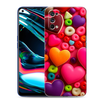 Силиконовый противоударный чехол на Realme 7 Pro с принтом Сердечки Силиконовый противоударный чехол на Realme 7 Pro с принтом Сердечки