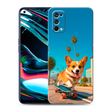 Силиконовый противоударный чехол на Realme 7 Pro с принтом Корги на скейте Силиконовый противоударный чехол на Realme 7 Pro с принтом Корги на скейте