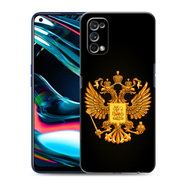 Силиконовый противоударный чехол на Realme 7 Pro с принтом Герб России желтый Силиконовый противоударный чехол на Realme 7 Pro с принтом Герб России желтый
