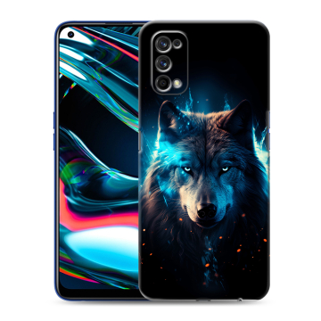 Силиконовый противоударный чехол на Realme 7 Pro с принтом Волк ночной