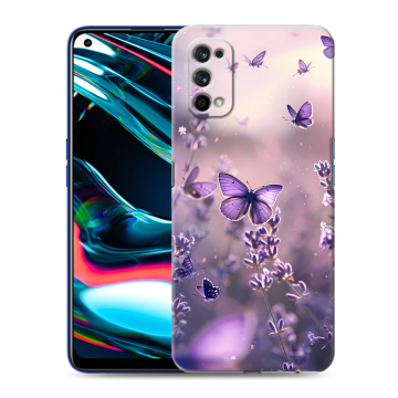 Силиконовый противоударный чехол на Realme 7 Pro с принтом бабочки и лаванда Силиконовый противоударный чехол на Realme 7 Pro с принтом бабочки и лаванда