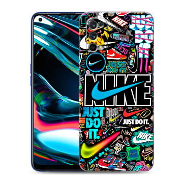 Силиконовый противоударный чехол на Realme 7 Pro с принтом найк nike черный