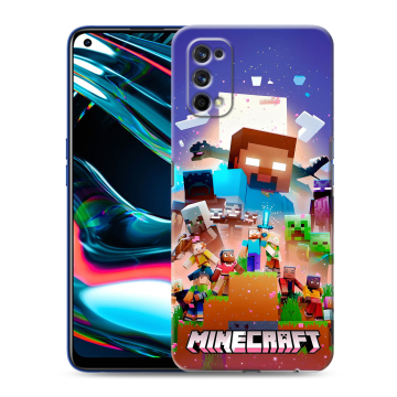 Силиконовый противоударный чехол на Realme 7 Pro с принтом Майнкрафт Minecraft