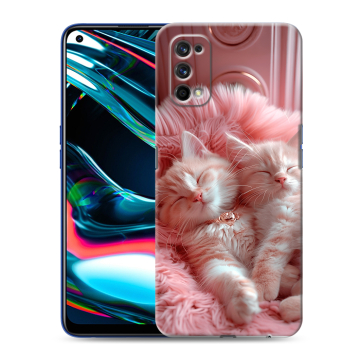 Силиконовый противоударный чехол на Realme 7 Pro с принтом котята котики
