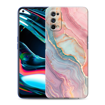 Силиконовый противоударный чехол на Realme 7 Pro с принтом розовый мрамор Силиконовый противоударный чехол на Realme 7 Pro с принтом розовый мрамор