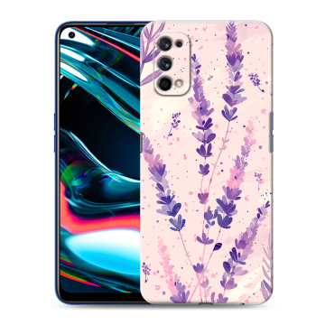 Силиконовый противоударный чехол на Realme 7 Pro с принтом цветы лаванда Силиконовый противоударный чехол на Realme 7 Pro с принтом цветы лаванда