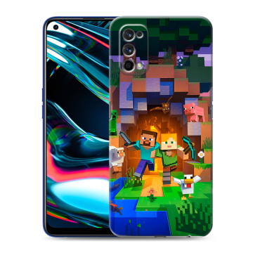 Силиконовый противоударный чехол на Realme 7 Pro с принтом Майнкрафт Minecraft